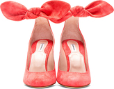 Thumbnail for your product : Carven Coral Suede Ankle Strap Bow Pumps