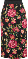 Thumbnail for your product : Dolce & Gabbana Rose Printed Crepe Skirt - Pink