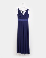 Thumbnail for your product : TFNC Petite bridesmaid wrap front bow back maxi dress in navy