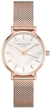 ROSEFIELD Small Edit Rose Gold Stainless Steel Mesh Analogue Watch