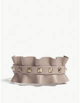 Thumbnail for your product : Valentino Rockstud frilled leather bracelet