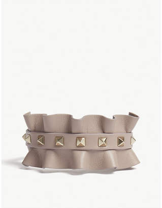 Valentino Rockstud frilled leather bracelet
