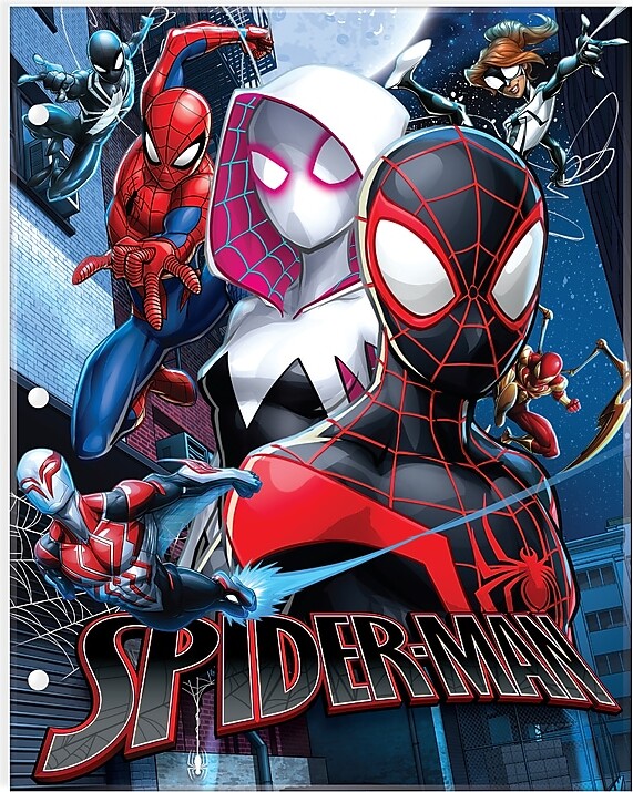 Innovative Designs Spiderman 3-Hole Punched 2 Pocket Portfolio Folder, Multicolored (716173SPC-SA)