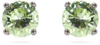 Bottega Veneta Cubic Zirconia And Sterling Silver Stud Earrings - Womens - Green