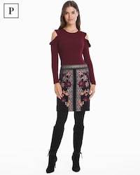 White House Black Market Petite Embroidered Velvet Boot Skirt