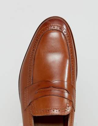ASOS Loafers In Tan Leather With Brogue Detail And Natural Sole