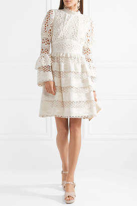 Anna Sui Dew Drop & Trellis Guipure Lace Mini Dress - Cream