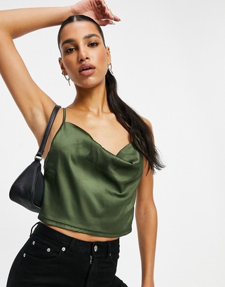 olive green satin top