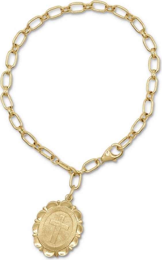 Bowood Lane Non-Tarnishing Gold Filled Chain with 14k Gold Filled Cross Charm Bracelet