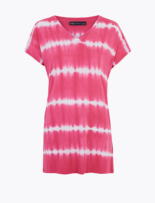 Marks and Spencer Tie-Dye V-Neck Relaxed Longline Top