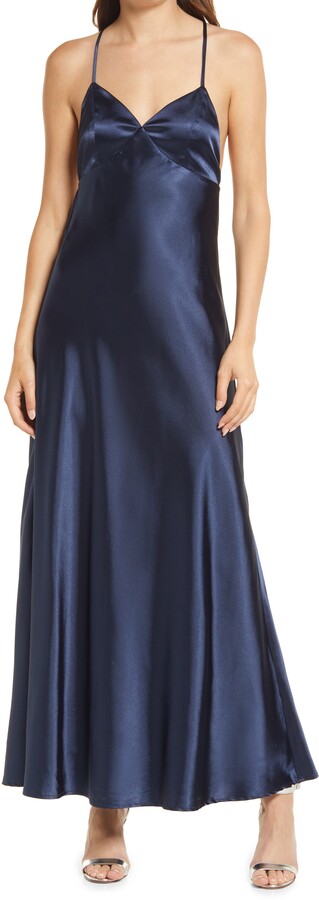 navy blue silk dress