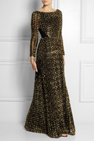 Thumbnail for your product : ALICE by Temperley Donna open-back lamé rosette-appliquéd tulle gown