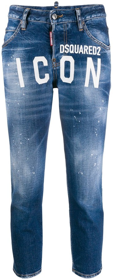 DSQUARED2 ICON logo cropped jeans - ShopStyle