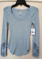 Thumbnail for your product : Free People NWT Masquerade Cuff Top (Paprika & Sea Spray)
