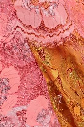 Peter Pilotto Cold-shoulder Paneled Metallic Lace Midi Dress