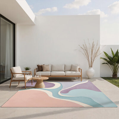 Wrought Studio Skybound Ripple Indoor And Outdoor Area Rug