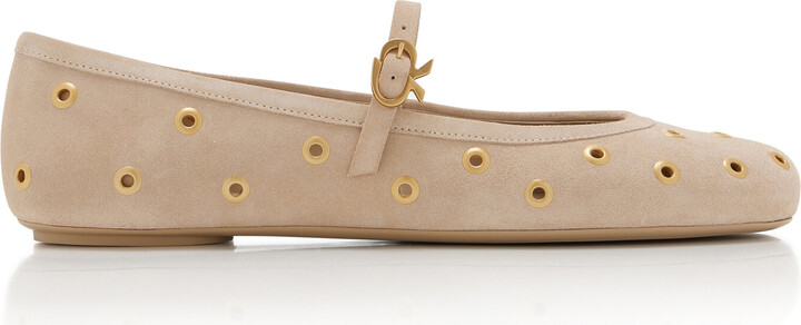 Gianvito Rossi Grommet-Embellished Suede Ballet Flats