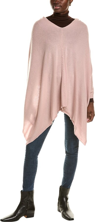 Sofia Cashmere Pearl Trim Wool & Cashmere-Blend Poncho