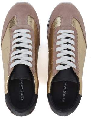 Rebecca Minkoff Susanna Gold And Pink Leather Sneakers