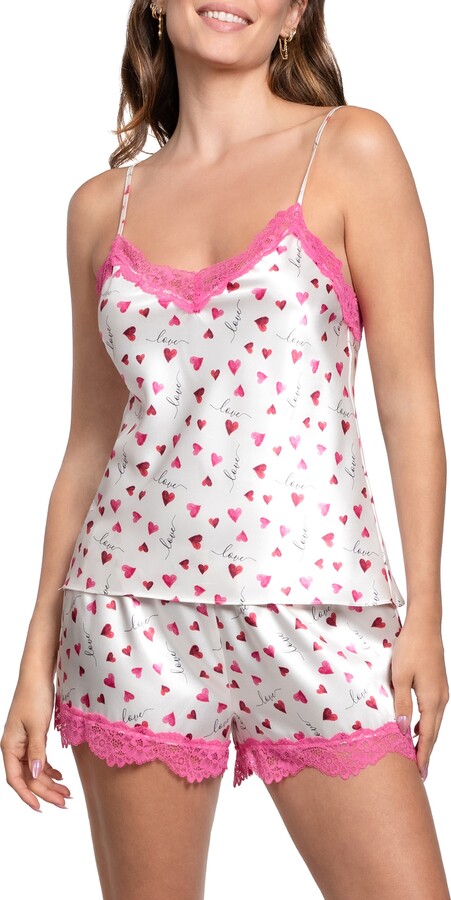 Jonquil Alyssa Lace Trim Strappy Short Satin Pajamas