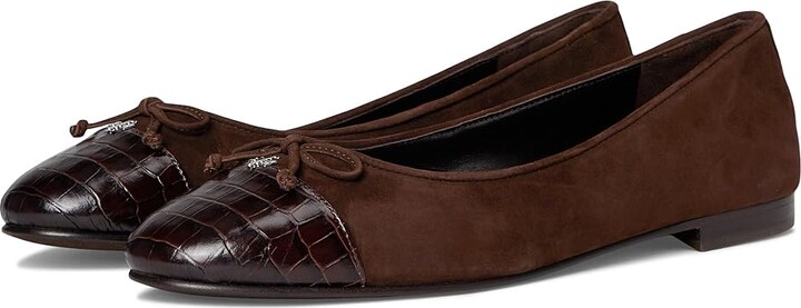 Tory Burch Cap-Toe Ballet Women's Shoes Dark Cocoa/Dark Cocoa : 10.5 M, Leather