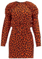 Thumbnail for your product : MSGM Ruffled Leopard-print Crepe Mini Dress - Orange