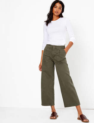 M&S CollectionMarks and Spencer Utility High Waist Wide Leg Cropped Jeans