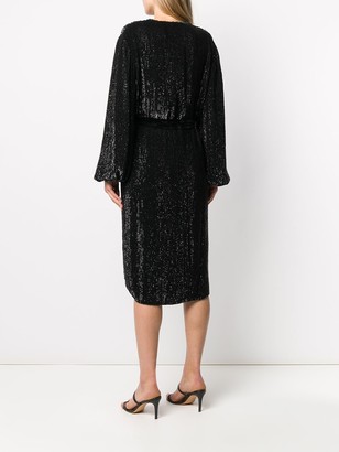 retrofete Glittered Wrap Style Midi Dress