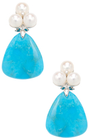 Thumbnail for your product : Rina Limor Fine Jewelry 14K White Gold, Turquoise, Freshwater Pearl & 0.04 Total Ct. Diamond Drop Earrings