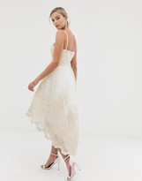 Thumbnail for your product : Chi Chi London Chi Chi London Premium Lace Prom Dress with Extreme High Low Hem-Cream