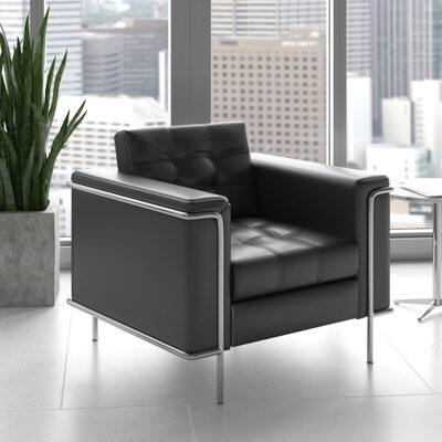 Inbox Zero HERCULES Lesley Series Contemporary LeatherSoft Double Stitch Detail Chair with Encasing Frame