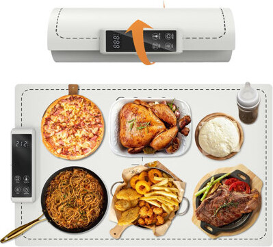 Daily Warming Mat For Food Electric Warming Tray Food Warming Mat For Buffet Party High-tech Graphene Heating Film Adjustable Temperature And Timer, 10s Fas