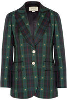 Gucci - Embroidered Checked Wool Blazer - Green