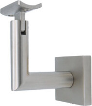 Linnea Glass Mount Handrail Bracket with Square Rose and Curved Plate