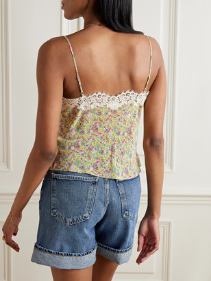 floral lace cami top with satin shorts