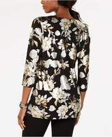 Thumbnail for your product : JM Collection Cutout Printed Top, Created for Macy's