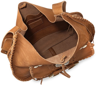 Ralph Lauren Whipstitched Leather Hobo Bag, Tan