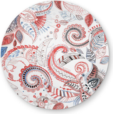 Begin Edition International Inc. Paisley Pattern Blue Round Outdoor Area Rug for Home Decor
