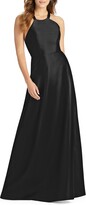 Thumbnail for your product : Alfred Sung Lace-Up Back Satin Twill A-Line Gown