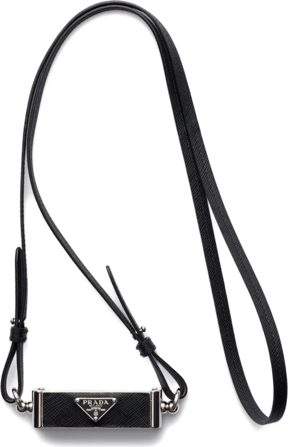 Prada Triangle-Logo Leather Smartphone Case