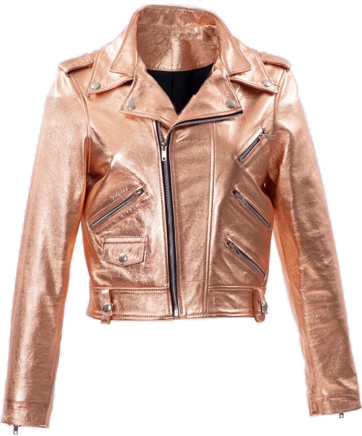 Rose Gold Leather Jacket | ShopStyle