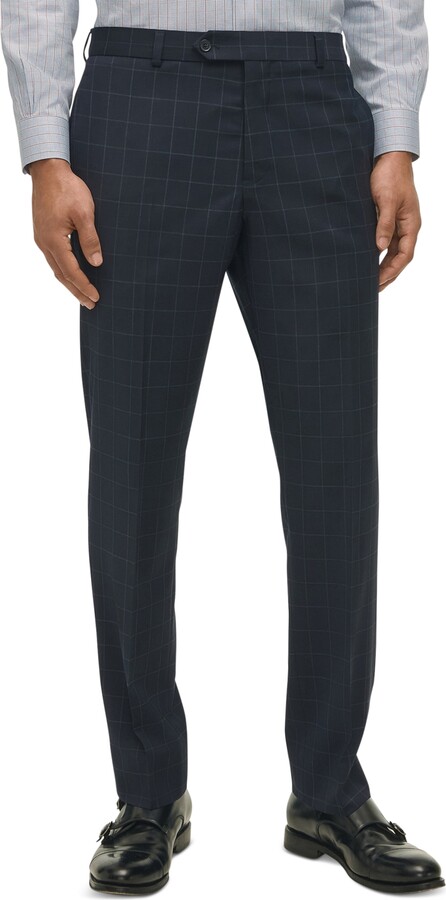 Brooks Brothers Men's Classic-Fit Windowpane Suit Pants