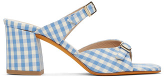 blue and white gingham shoes
