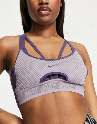 Nike Training ribbed indy bra in purple, ASOS