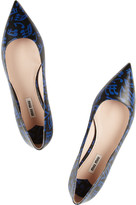 Thumbnail for your product : Miu Miu Printed leather point-toe flats