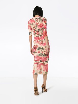 Dolce & Gabbana Floral Print Ruched Dress