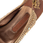 Thumbnail for your product : Gina Beige Satin Crystal Embellished Platform Peep Toe Slingback Sandals Size 38