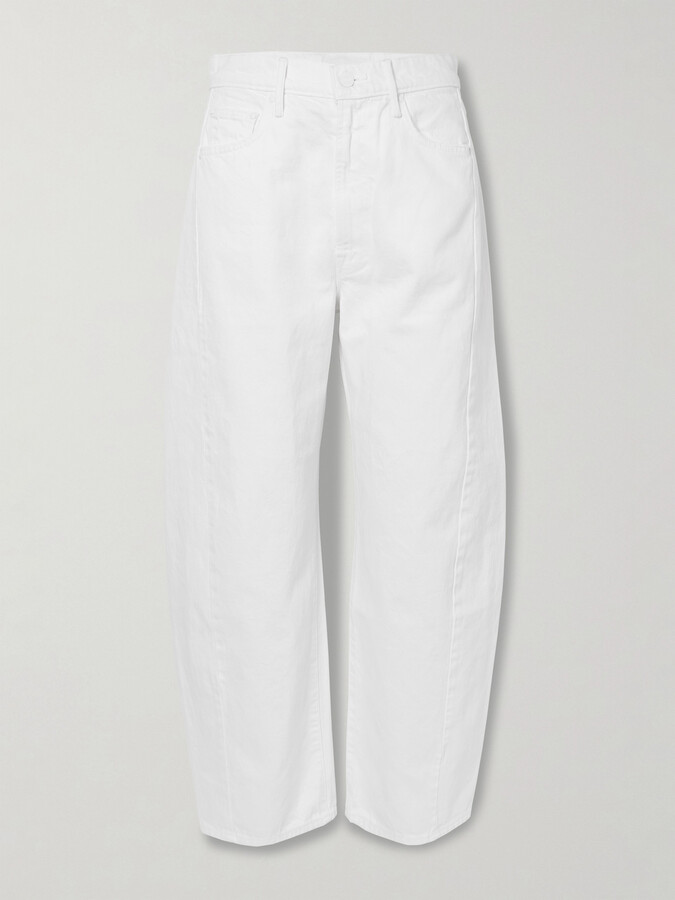 Mother The Full-pipe Ankle Mid-rise Wide-leg Jeans - White