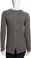 Thumbnail for your product : Neiman Marcus Long-Sleeve Cable-Knit Zip Sweater, Gray