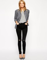 Thumbnail for your product : ASOS Ridley Skinny Jeans In Clean Black With Ripped Knees